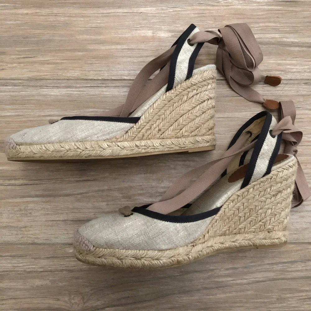 J. Crew Gold Flax Espadrille Size 8